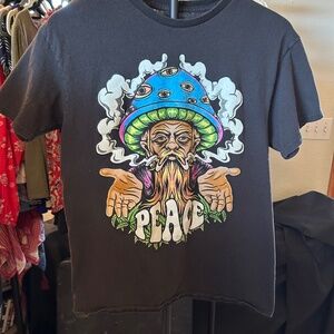 🧿 Psychedelic Peace Wizard Graphic Tee – Black (Unisex)